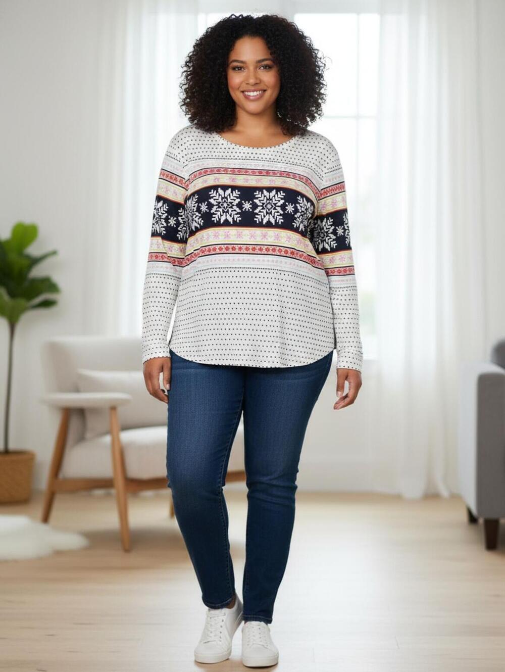 Susan Graver Recycled Polyester Long Sleeve Sweater XL/XXG